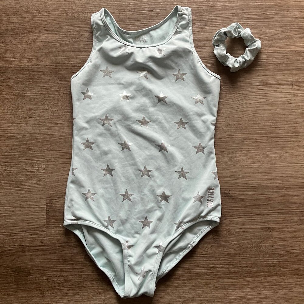 Justice Active Silver Star Leotard with Scrunchie Size: 14